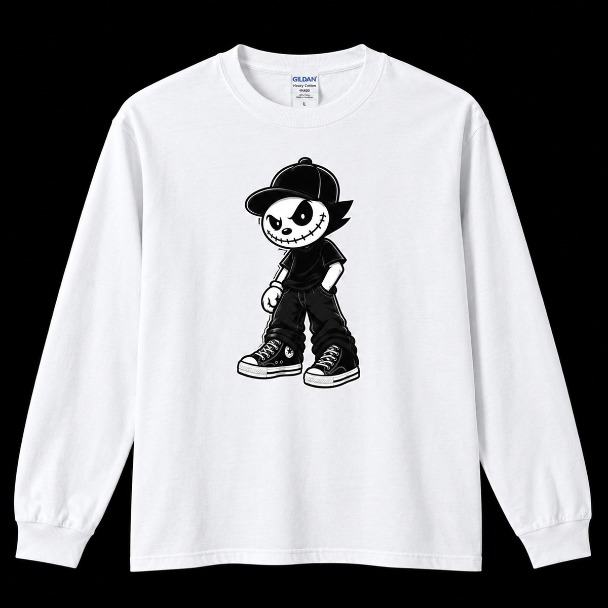 DTF CUSTOM GILDAN COMB RING SPUN COTTON LONG SLEEVE T-SHIRT PRESHRUNK JERSEY KNIT 210GSM (4HA00)