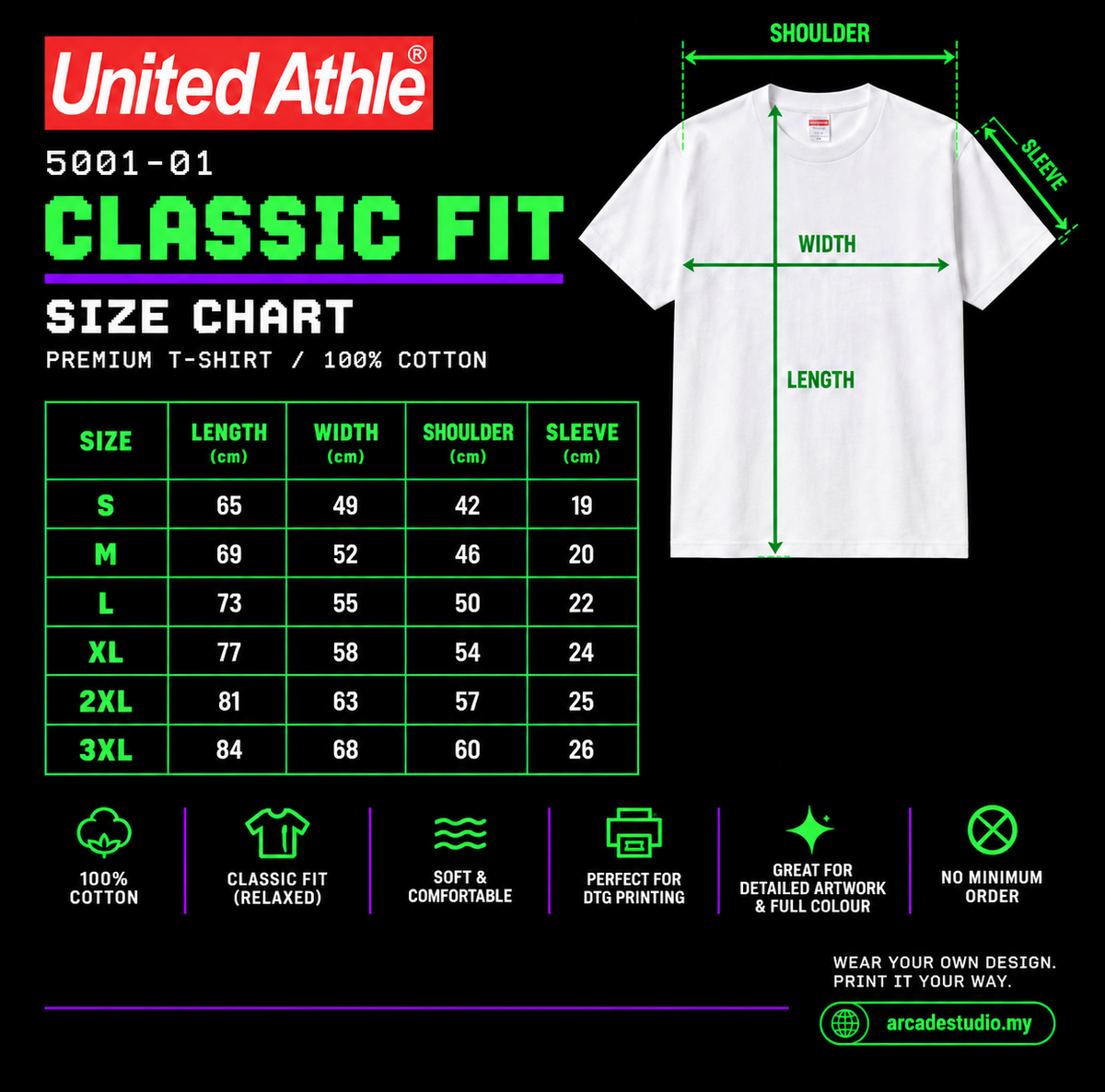DTF CUSTOM PRINT UNITED ATHLE CLASSIC FIT SHIRT  - DTF